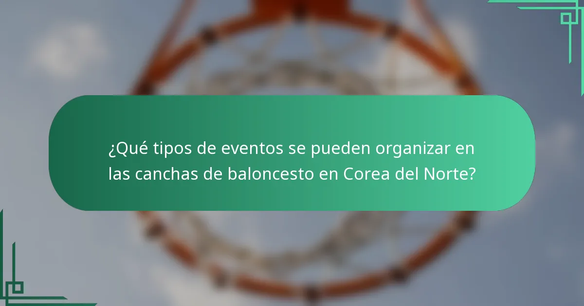 ¿Qué tipos de eventos se pueden organizar en las canchas de baloncesto en Corea del Norte?